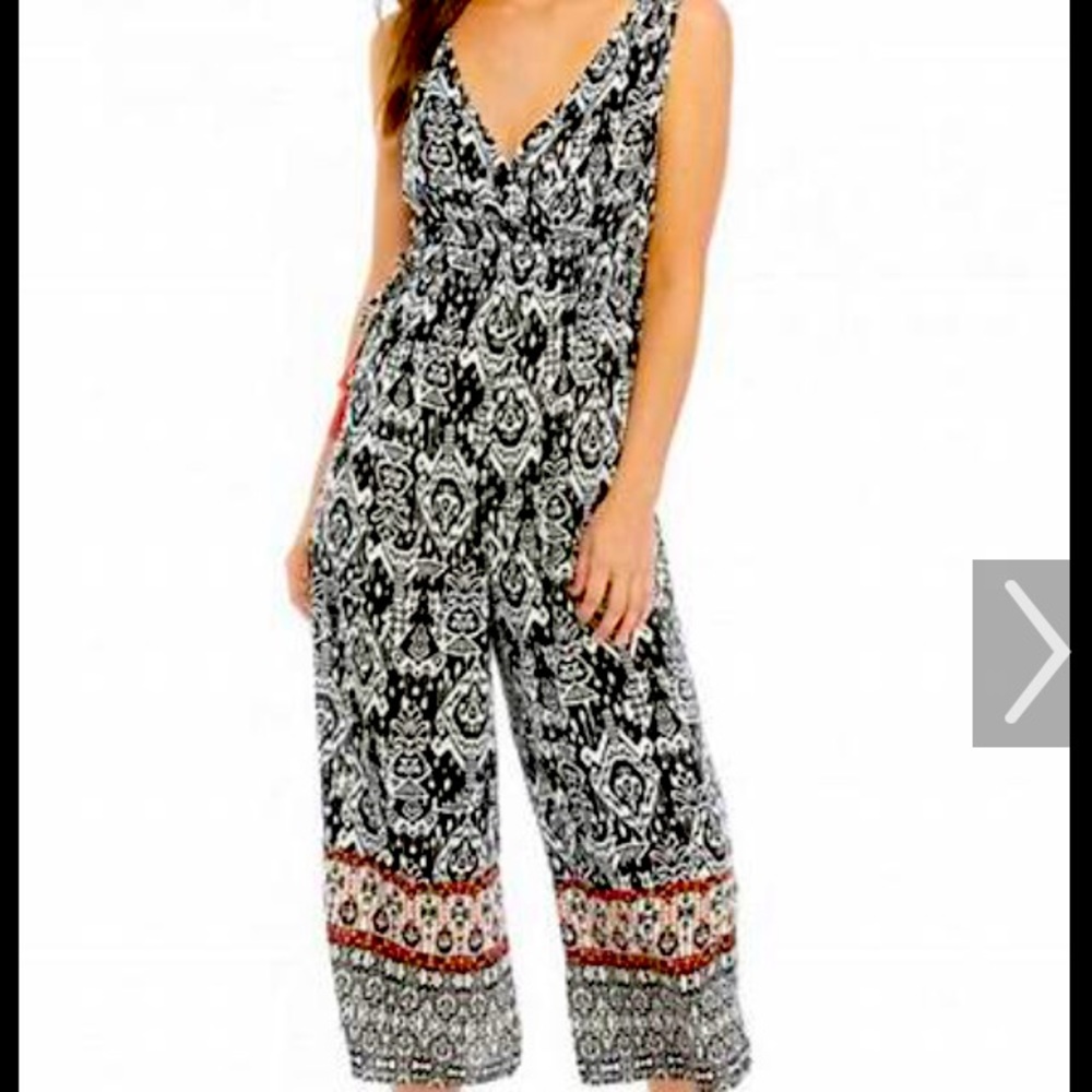 NWT New Directions Boho Coral Sunrise Jumpsuit.  Small.